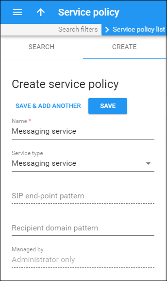 Create a service policy for vendor connection