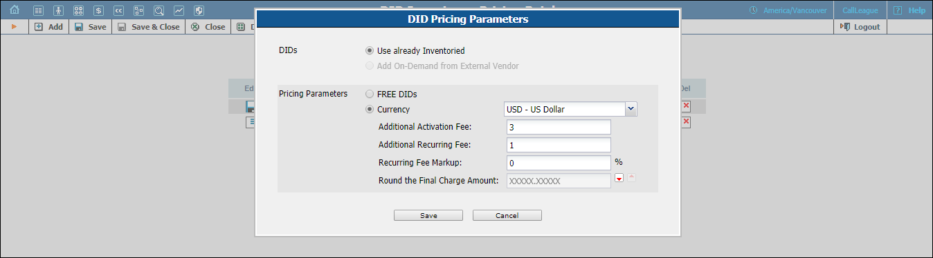 Create a pricing batch with pricing parameters