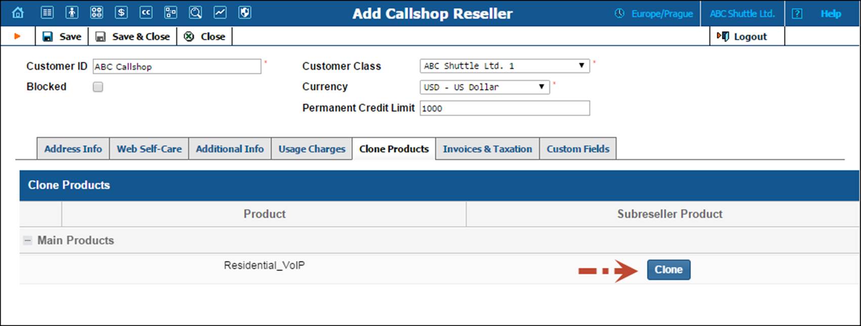 Clone the product for callshop reseller 