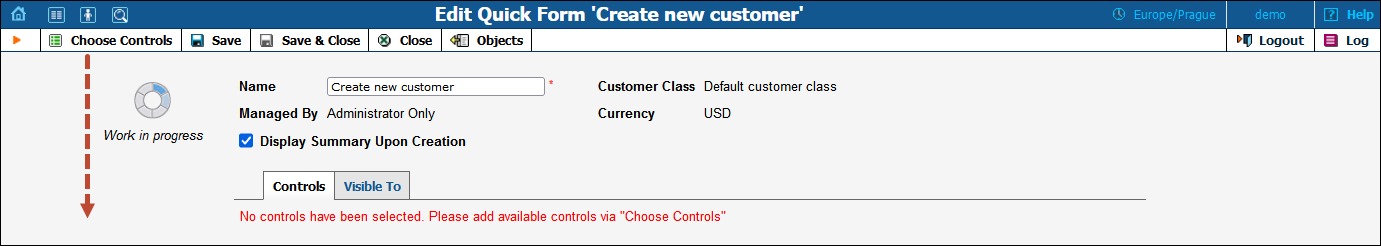 Choose controls 