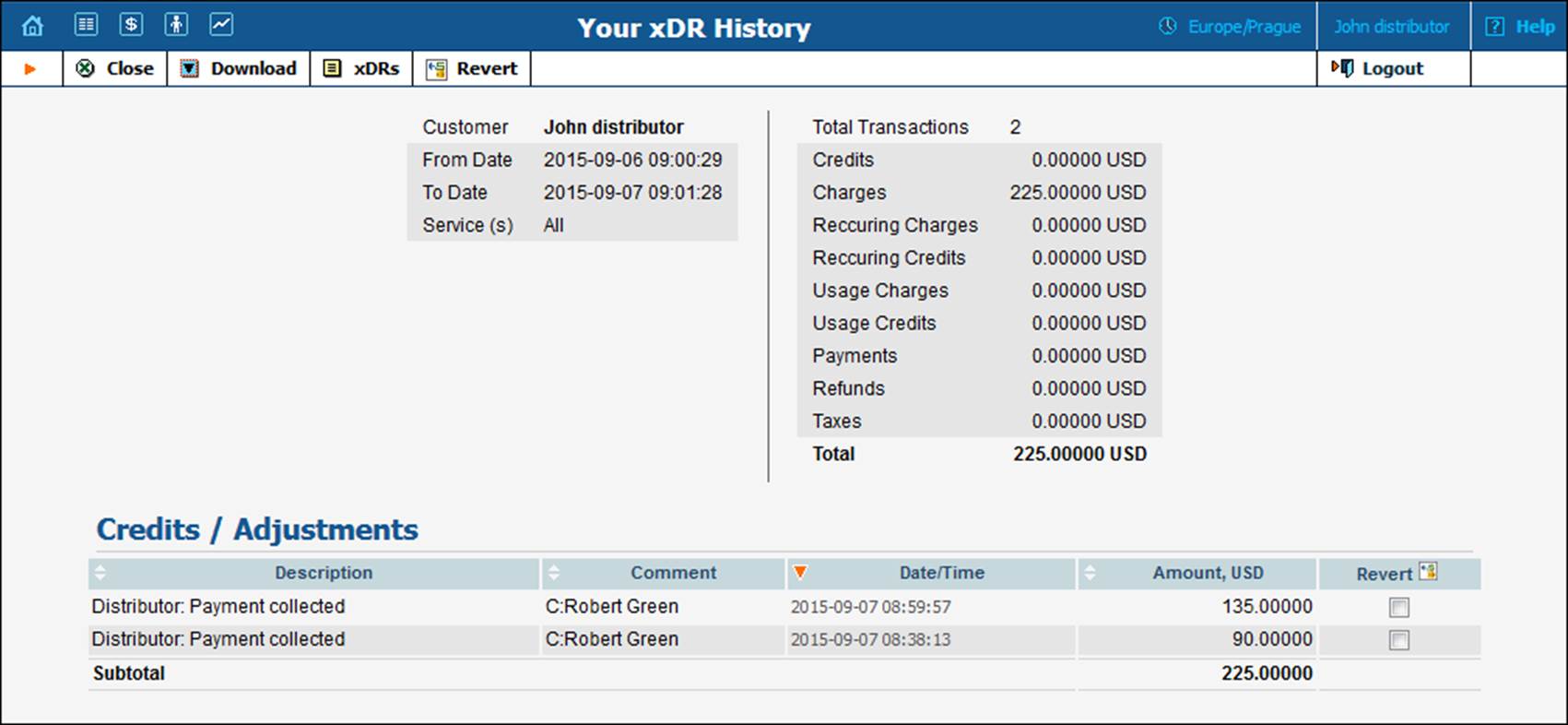 Browse the xDR history 