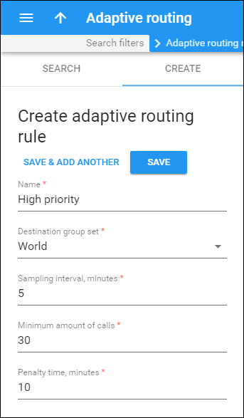 Create adaptive routing rule
