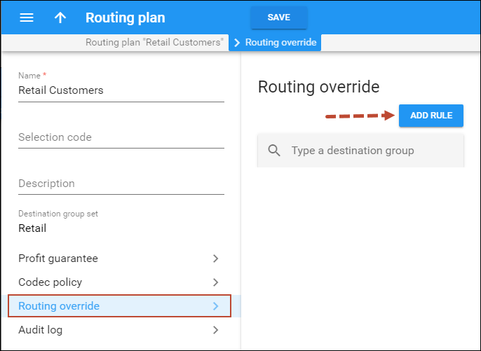 Add a routing override rule