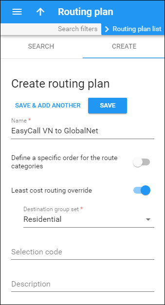 Create a routing plan