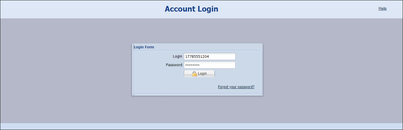 Log in to the Account self-care interface