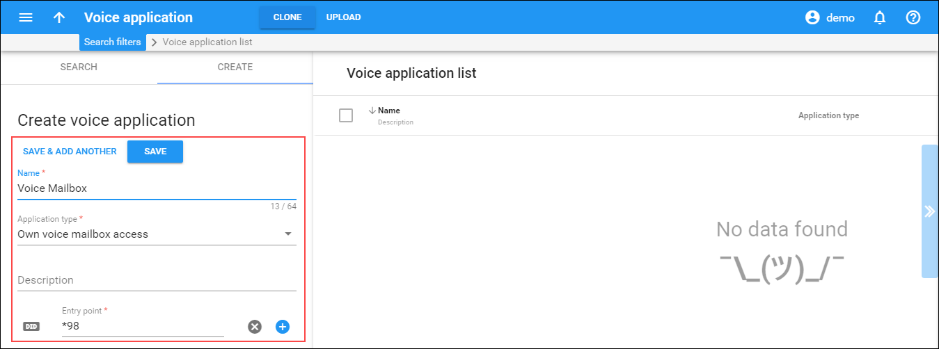 Create voicemail application