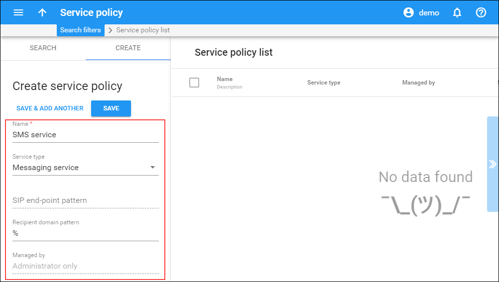 Create a domain service policy